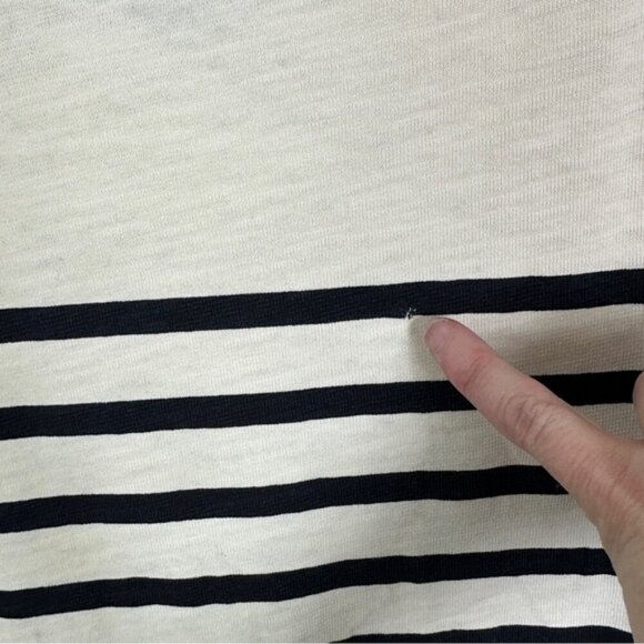 Sezane Striped Shift Dress Size Large Madewell Button Back Cream Black Mini Boho - Picture 9 of 13
